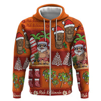 Hawaiian Christmas Zip Hoodie - Mele Kalikimaka Island Holiday Vibes - Red Orange LT03 Zip Hoodie Red - Orange - Polynesian Pride
