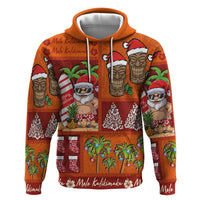 Hawaiian Christmas Zip Hoodie - Mele Kalikimaka Island Holiday Vibes - Red Orange LT03 Pullover Hoodie Red - Orange - Polynesian Pride