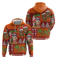 Hawaiian Christmas Zip Hoodie - Mele Kalikimaka Island Holiday Vibes - Red Orange LT03 - Polynesian Pride