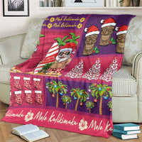 Hawaiian Christmas Blanket - Mele Kalikimaka Island Holiday Vibes - Pink Purple