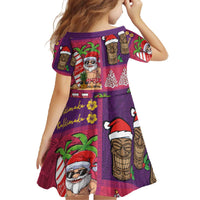 Hawaiian Christmas Family Matching Off The Shoulder Long Sleeve Dress and Hawaiian Shirt - Mele Kalikimaka Island Holiday Vibes - Pink Purple LT03 - Polynesian Pride