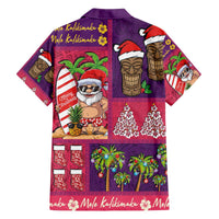 Hawaiian Christmas Family Matching Off The Shoulder Long Sleeve Dress and Hawaiian Shirt - Mele Kalikimaka Island Holiday Vibes - Pink Purple LT03 - Polynesian Pride