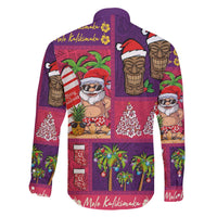 Hawaiian Christmas Family Matching Off The Shoulder Long Sleeve Dress and Hawaiian Shirt - Mele Kalikimaka Island Holiday Vibes - Pink Purple LT03 - Polynesian Pride
