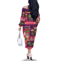 Hawaiian Christmas Family Matching Off The Shoulder Long Sleeve Dress and Hawaiian Shirt - Mele Kalikimaka Island Holiday Vibes - Pink Purple LT03 - Polynesian Pride