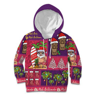 Hawaiian Christmas Kid Hoodie - Mele Kalikimaka Island Holiday Vibes - Pink Purple LT03 Hoodie Pink - Purple - Polynesian Pride