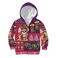 Hawaiian Christmas Kid Hoodie - Mele Kalikimaka Island Holiday Vibes - Pink Purple LT03 Zip Hoodie Pink - Purple - Polynesian Pride