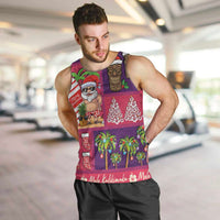 Hawaiian Christmas Men Tank Top - Mele Kalikimaka Island Holiday Vibes - Pink Purple
