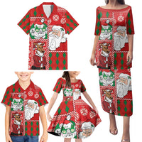 Australian Christmas Family Matching Puletasi and Hawaiian Shirt - Santa Koala Kangaroo and Holiday Cheer LT03 - Polynesian Pride