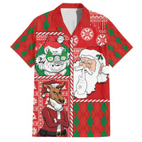 Australian Christmas Family Matching Puletasi and Hawaiian Shirt - Santa Koala Kangaroo and Holiday Cheer LT03 Dad's Shirt - Short Sleeve Red - Polynesian Pride