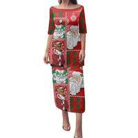 Australian Christmas Family Matching Puletasi and Hawaiian Shirt - Santa Koala Kangaroo and Holiday Cheer LT03 Mom's Dress Red - Polynesian Pride