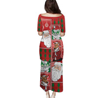 Australian Christmas Family Matching Puletasi and Hawaiian Shirt - Santa Koala Kangaroo and Holiday Cheer LT03 - Polynesian Pride