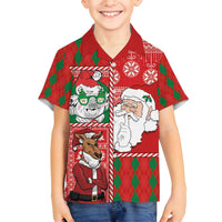Australian Christmas Family Matching Puletasi and Hawaiian Shirt - Santa Koala Kangaroo and Holiday Cheer LT03 Son's Shirt Red - Polynesian Pride