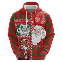 Australian Christmas Hoodie - Santa Koala Kangaroo and Holiday Cheer