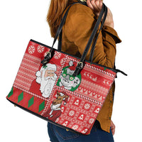 Australian Christmas Leather Tote Bag - Santa Koala Kangaroo and Holiday Cheer