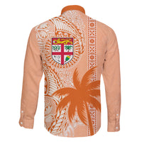 Bula Fiji Family Matching Short Sleeve Bodycon Dress and Hawaiian Shirt Tropical Flower and Tapa Pattern Peach Fuzz Color LT03 - Polynesian Pride