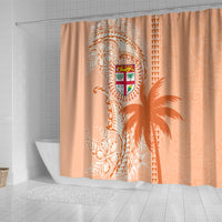 Bula Fiji Shower Curtain Tropical Flower and Tapa Pattern Peach Fuzz Color LT03 - Polynesian Pride