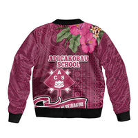 Fiji Adi Cakobau School Bomber Jacket Tropical Flower and Tapa Pattern LT03 - Polynesian Pride
