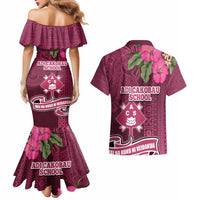 Fiji Adi Cakobau School Couples Matching Mermaid Dress and Hawaiian Shirt Tropical Flower and Tapa Pattern LT03 - Polynesian Pride