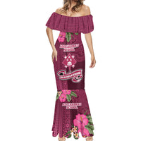 Fiji Adi Cakobau School Mermaid Dress Tropical Flower and Tapa Pattern LT03 - Polynesian Pride
