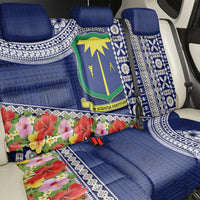 Fiji Natabua High School Back Car Seat Cover Tropical Flower and Tapa Pattern Blue Style LT03