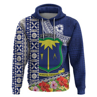 Fiji Natabua High School Zip Hoodie Tropical Flower and Tapa Pattern Blue Style LT03 Pullover Hoodie Blue - Polynesian Pride