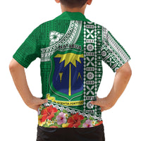 Fiji Natabua High School Family Matching Tank Maxi Dress and Hawaiian Shirt Tropical Flower and Tapa Pattern Green Style LT03 - Polynesian Pride