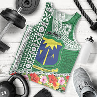 Fiji Natabua High School Men Tank Top Tropical Flower and Tapa Pattern Green Style LT03 - Polynesian Pride