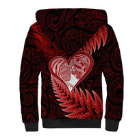 New Zealand Valentine Day Sherpa Hoodie Aotearoa Warrior and Woman Love Story Silver Fern Koru Red Style LT03 - Polynesian Pride