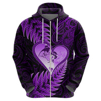 New Zealand Valentine Day Hoodie Aotearoa Warrior Love Story Silver Fern Koru Purple Style LT03 - Polynesian Pride