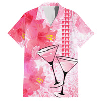 Hawaiian Cocktail Valentine Day Family Matching Short Sleeve Bodycon Dress and Hawaiian Shirt Hibiscus Kakau Pattern Pink Version LT03 Dad's Shirt - Short Sleeve Pink - Polynesian Pride