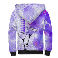 Hawaiian Cocktail Valentine Day Sherpa Hoodie Hibiscus Kakau Pattern Purple Version LT03 - Polynesian Pride