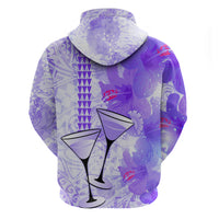 Hawaiian Cocktail Valentine Day Zip Hoodie Hibiscus Kakau Pattern Purple Version LT03 - Polynesian Pride