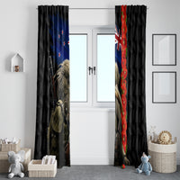 New Zealand Kiwi Soldier ANZAC Window Curtain Red Poppy Flower and Silver Fern Pattern LT03 - Polynesian Pride