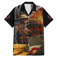 Slouch Hat and Biscuits ANZAC Family Matching Mermaid Dress and Hawaiian Shirt with Soldier Silver Fern LT03 Dad's Shirt - Short Sleeve Black - Polynesian Pride