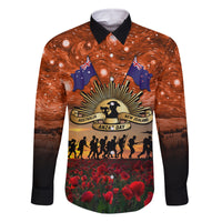 The Rising Sun Badge ANZAC Family Matching Off Shoulder Maxi Dress and Hawaiian Shirt Last Post Field of Poppy Starry Night Style LT03 Dad's Shirt - Long Sleeve Black - Polynesian Pride