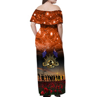 The Rising Sun Badge ANZAC Off Shoulder Maxi Dress Last Post Field of Poppy Starry Night Style LT03 - Polynesian Pride