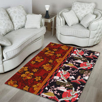 Pan-Pacific Festival Area Rug Hawaiian Tribal and Japanese Pattern Together Culture