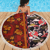 Pan-Pacific Festival Beach Blanket Hawaiian Tribal and Japanese Pattern Together Culture