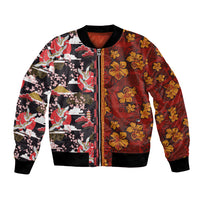 Pan-Pacific Festival Bomber Jacket Hawaiian Tribal and Japanese Pattern Together Culture