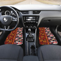 Japanese Culture Hawaii Style Car Mats Hawaiian Tribal and Japanese Pattern Together Culture LT03 Set 2pcs - Front Red - Polynesian Pride