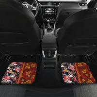 Japanese Culture Hawaii Style Car Mats Hawaiian Tribal and Japanese Pattern Together Culture LT03 Set 2pcs - Back Red - Polynesian Pride