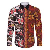 Pan-Pacific Festival Family Matching Off The Shoulder Long Sleeve Dress and Hawaiian Shirt Hawaiian Tribal and Japanese Pattern Together Culture