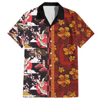 Japanese Culture Hawaii Style Hawaiian Shirt Hawaiian Tribal and Japanese Pattern Together Culture LT03 Red - Polynesian Pride