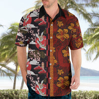 Japanese Culture Hawaii Style Hawaiian Shirt Hawaiian Tribal and Japanese Pattern Together Culture LT03 - Polynesian Pride