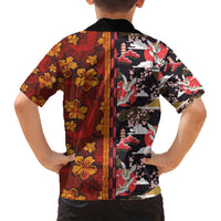 Pan-Pacific Festival Kid Hawaiian Shirt Hawaiian Tribal and Japanese Pattern Together Culture
