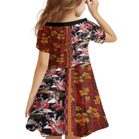 Pan-Pacific Festival Kid Short Sleeve Dress Hawaiian Tribal and Japanese Pattern Together Culture