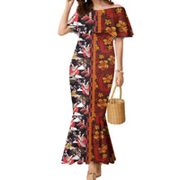 Japanese Culture Hawaii Style Mermaid Dress Hawaiian Tribal and Japanese Pattern Together Culture LT03 Women Red - Polynesian Pride