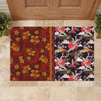 Japanese Culture Hawaii Style Rubber Doormat Hawaiian Tribal and Japanese Pattern Together Culture LT03 - Polynesian Pride