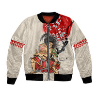 Personalised Pan-Pacific Festival Bomber Jacket Japanese Samurai with Hawaiian Pattern