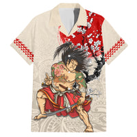 Personalised Japanese Culture Hawaii Style Hawaiian Shirt Japanese Samurai with Hawaiian Pattern LT03 Beige - Polynesian Pride